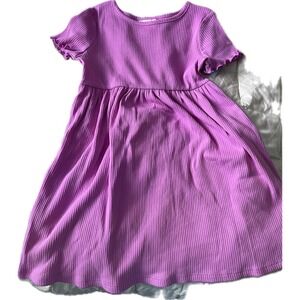 Cat & Jack Toddler Girls' Purple Ribbed Short Sleeve Dress Size 5T NWT